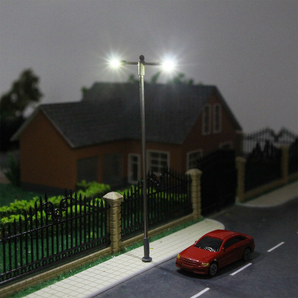10pcs Model Railway 1:87 Bright White Lamps Street Lights Ho Oo Scale Leds
