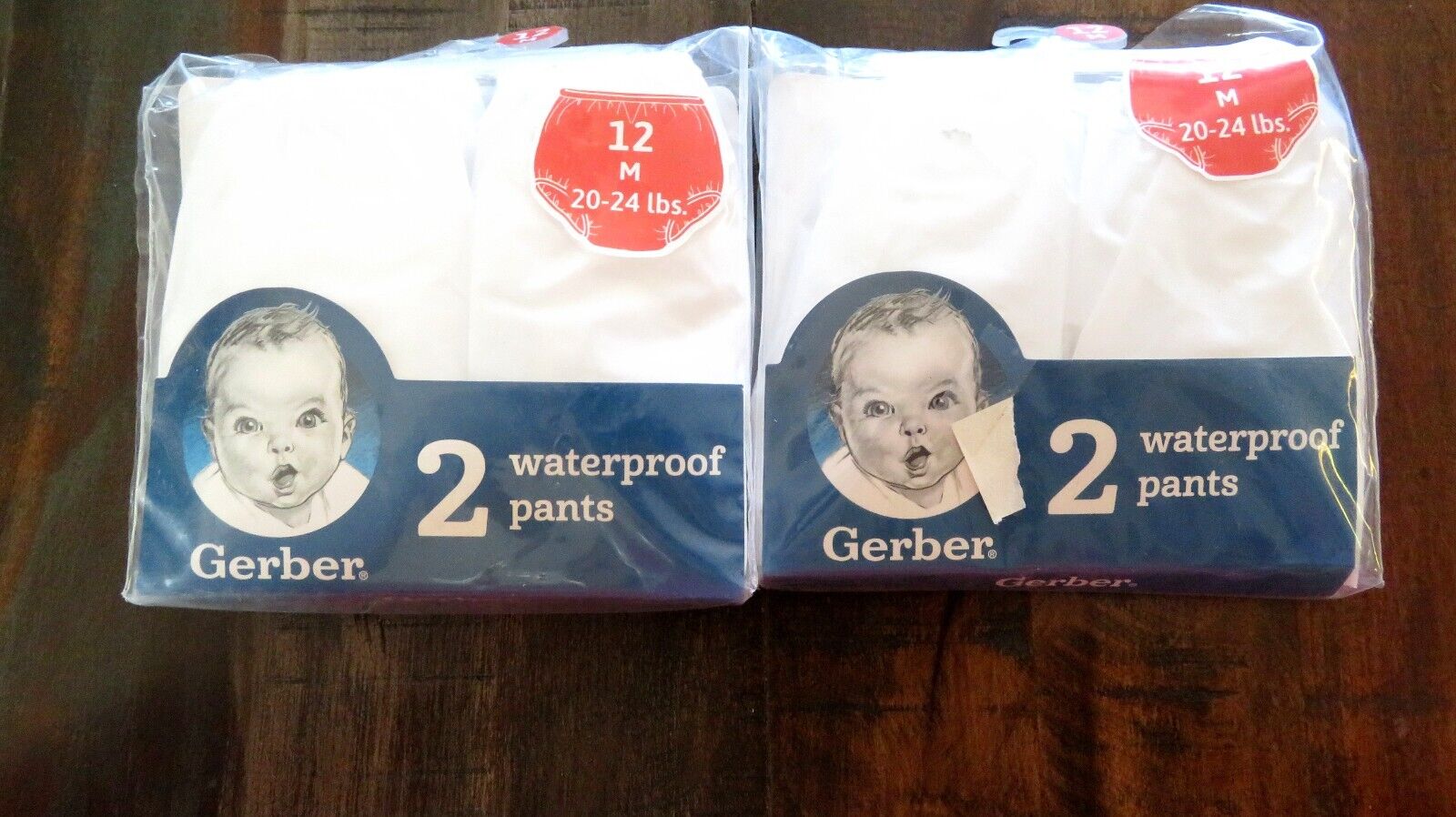 2 Pks Gerber Waterproof Pants/ Diaper Covers (4 Total) 12 Month (20-24 Lbs) Nip
