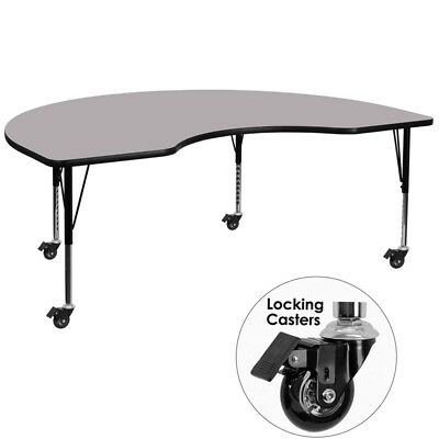 New Mobile 48"wx72"l Kidney Shaped Preschool Activity Table W/ Grey Laminate Top