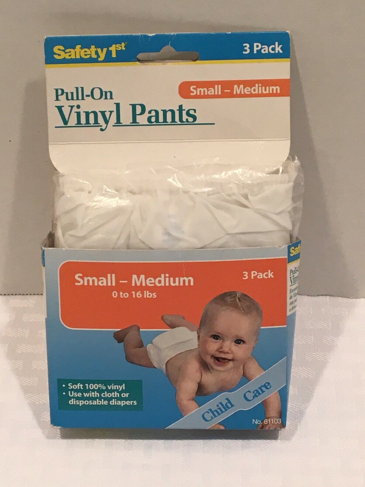 Vintage Safety 1st 3 Pack Vinyl Baby Pants Diaper Covers New Small Up To 16 Lbs