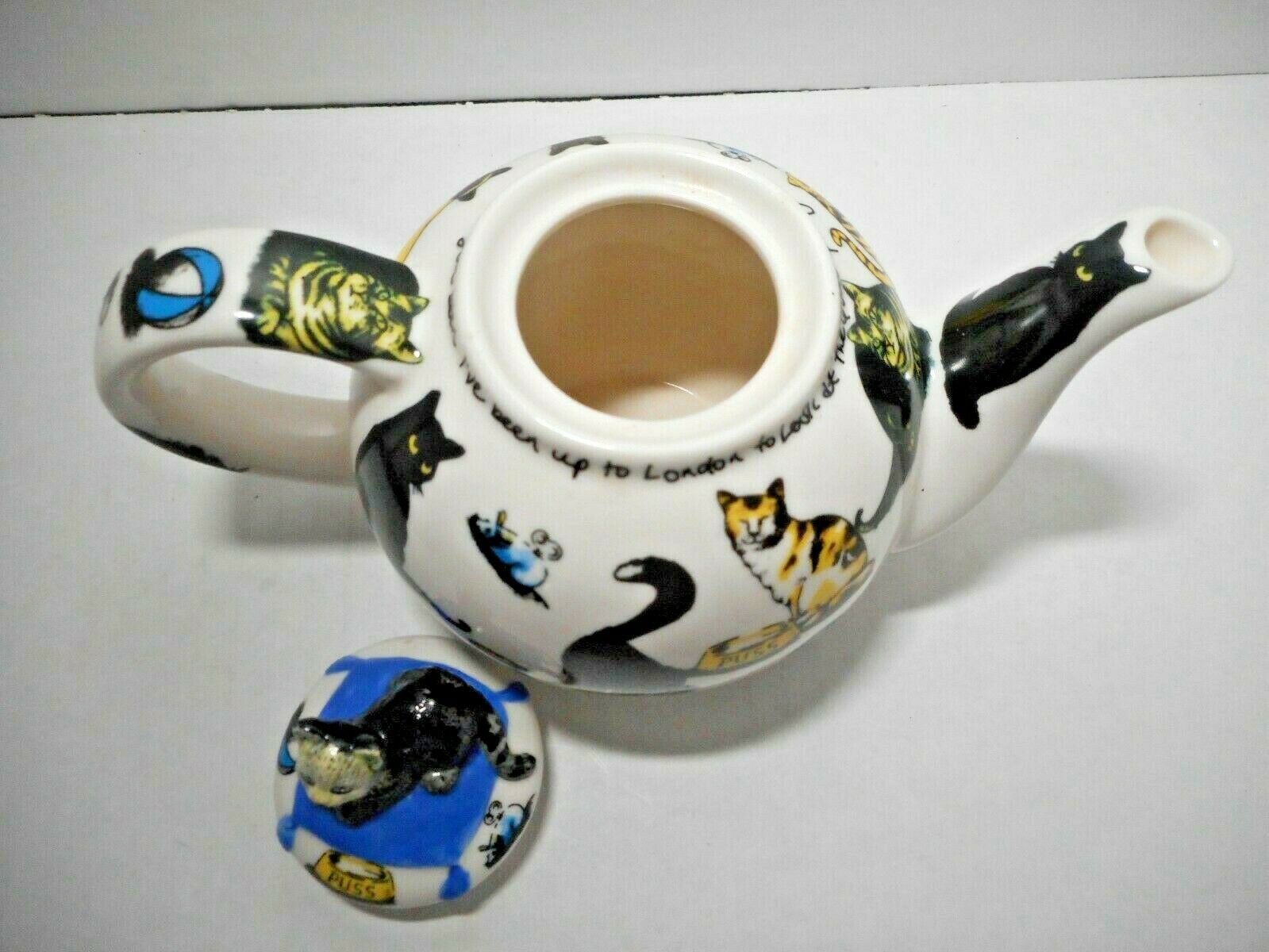 2004 Cardew Pussy Cat Tea Pot Design 6 Cups Lidded Teapot For Cat Kitten Lovers