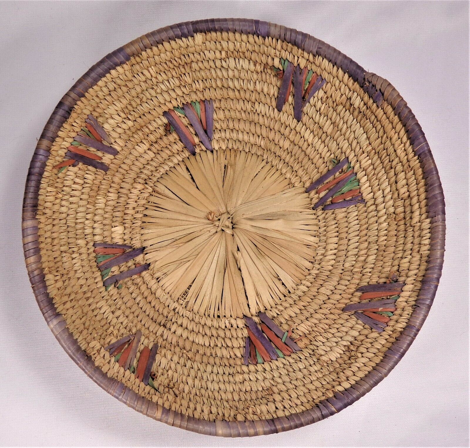 Vintage African (likely Nigeria Hausa Tribe) 9" Woven Coil Grass Basket, Bowl