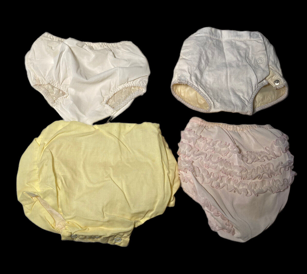 Vintage Rubber Plastic Baby Lot Of 4 Diaper Cover Pants Mixed Sizes