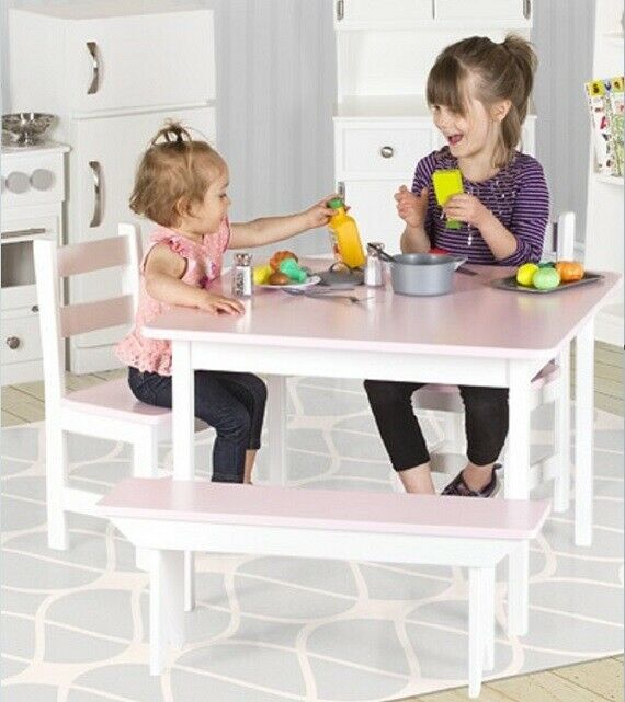 Children's Play Table - Pink & Gray Amish Handmade Wood Toddler Furniture Usa