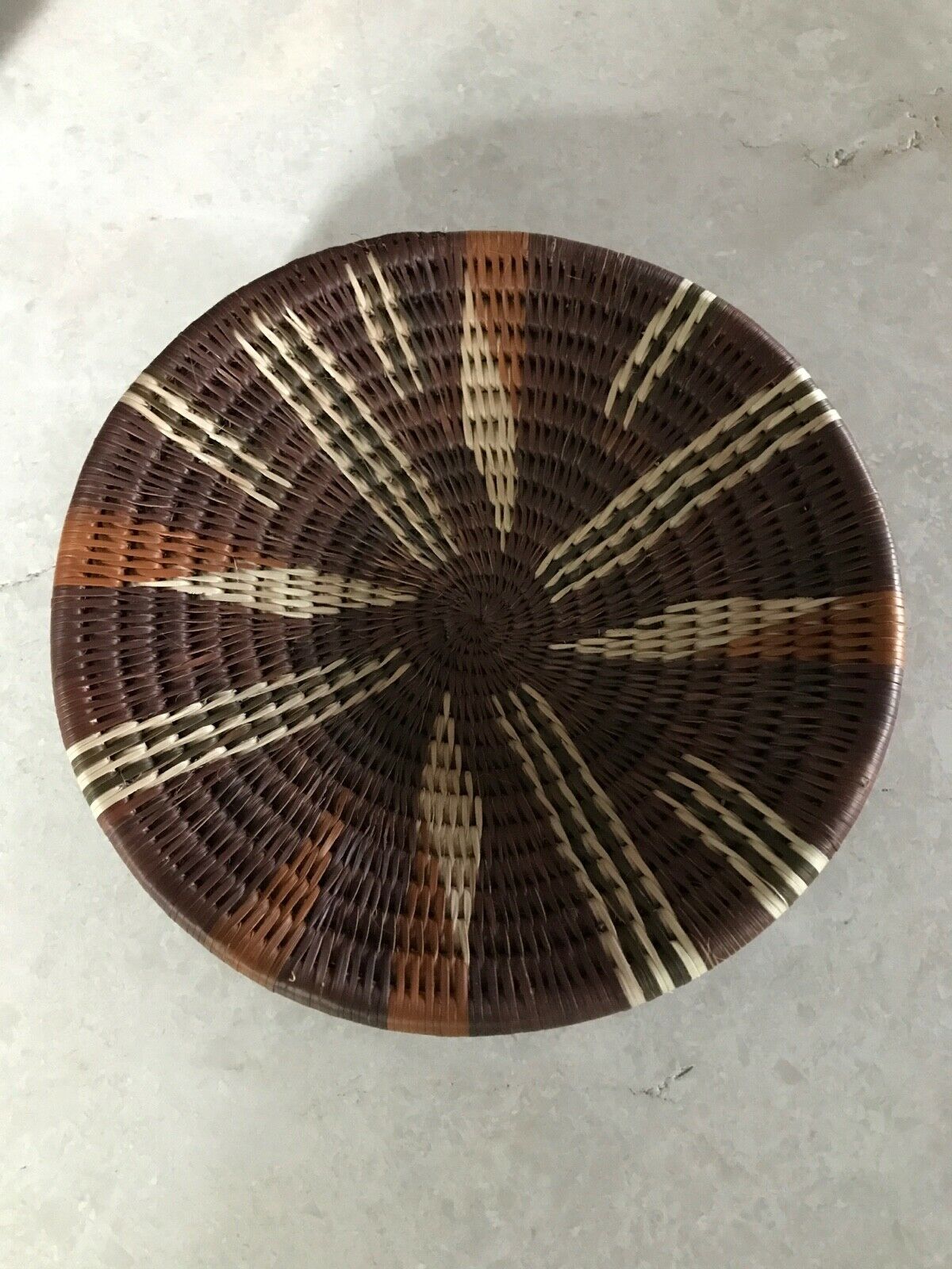 Vintage African Basket Coil Weave Pattern Tribal Bowl Natural Fibers