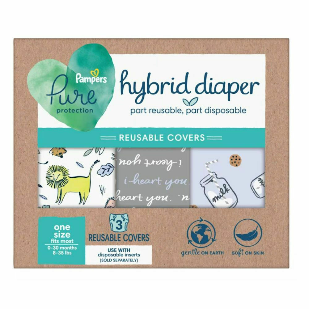 Pampers Pure Hybrid 3 Reusable Cloth Diaper Covers, One Size