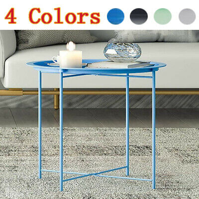 Us Modern Folding End Table Removable Tray Metal Coffee Side Table Sofa Bedroom