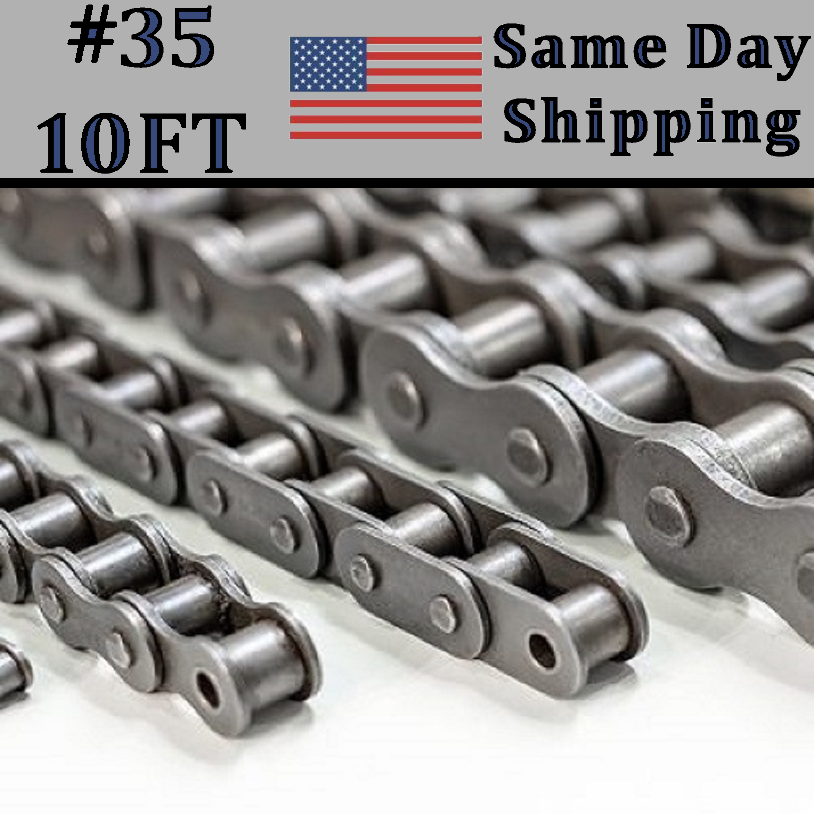 #35 Roller Chain 10 Ft Feet + Free Connecting / Master Link + Same Day Shipping
