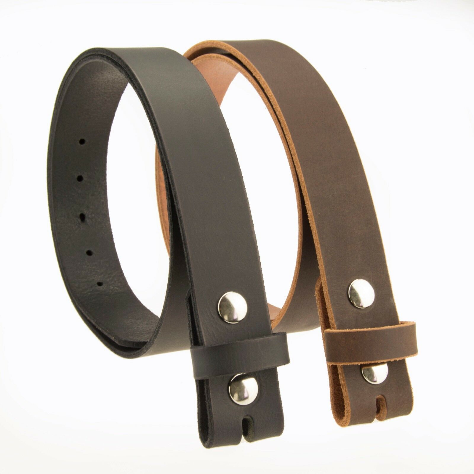 Buffalo Leather Casual Belt Strap_no Buckle_1-1/2"_amish Handmade Black - Brown