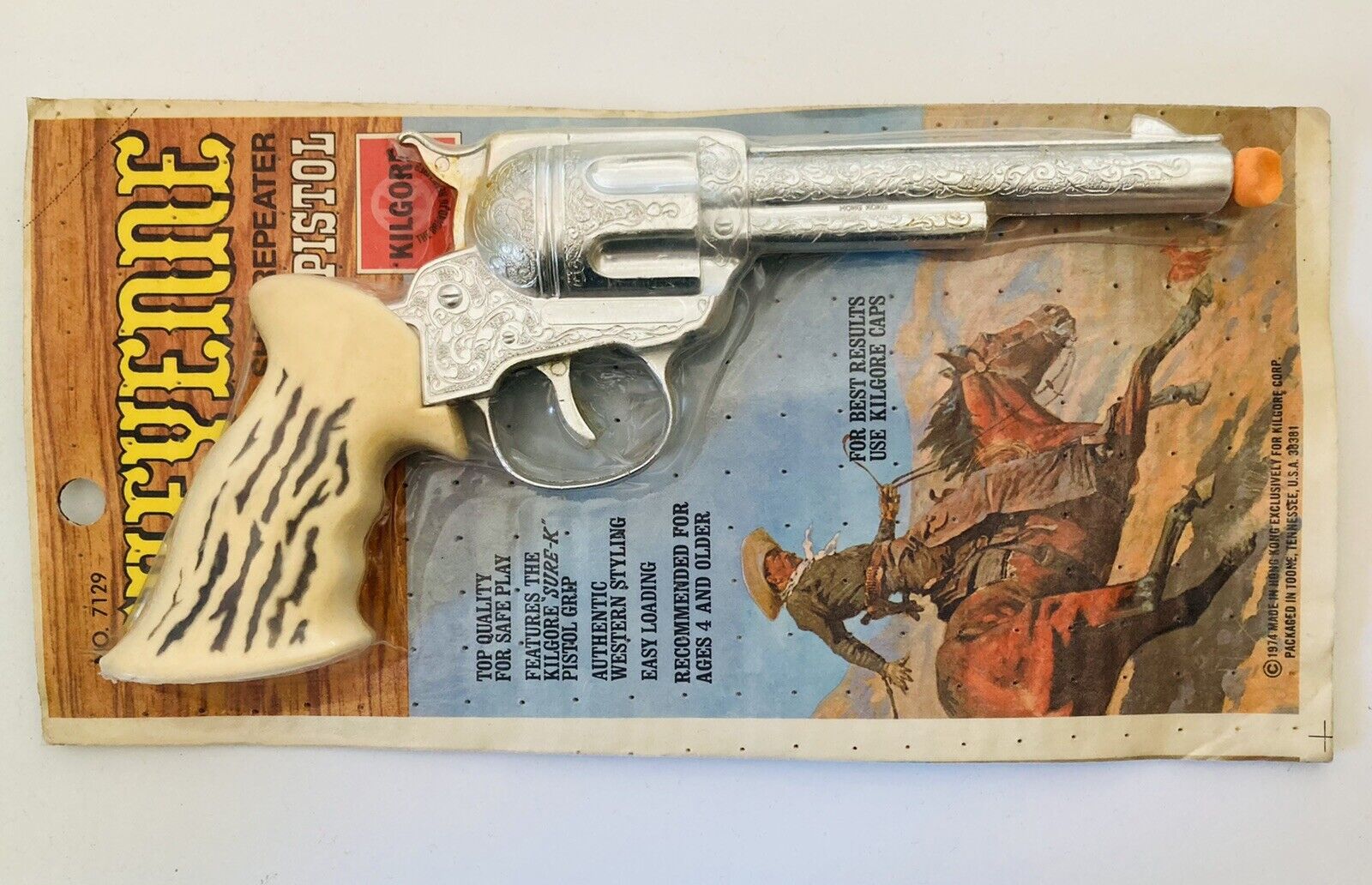 Vintage Kilgore Cheyenne No. 7129 250 Shot Repeater Toy Pistol Gun