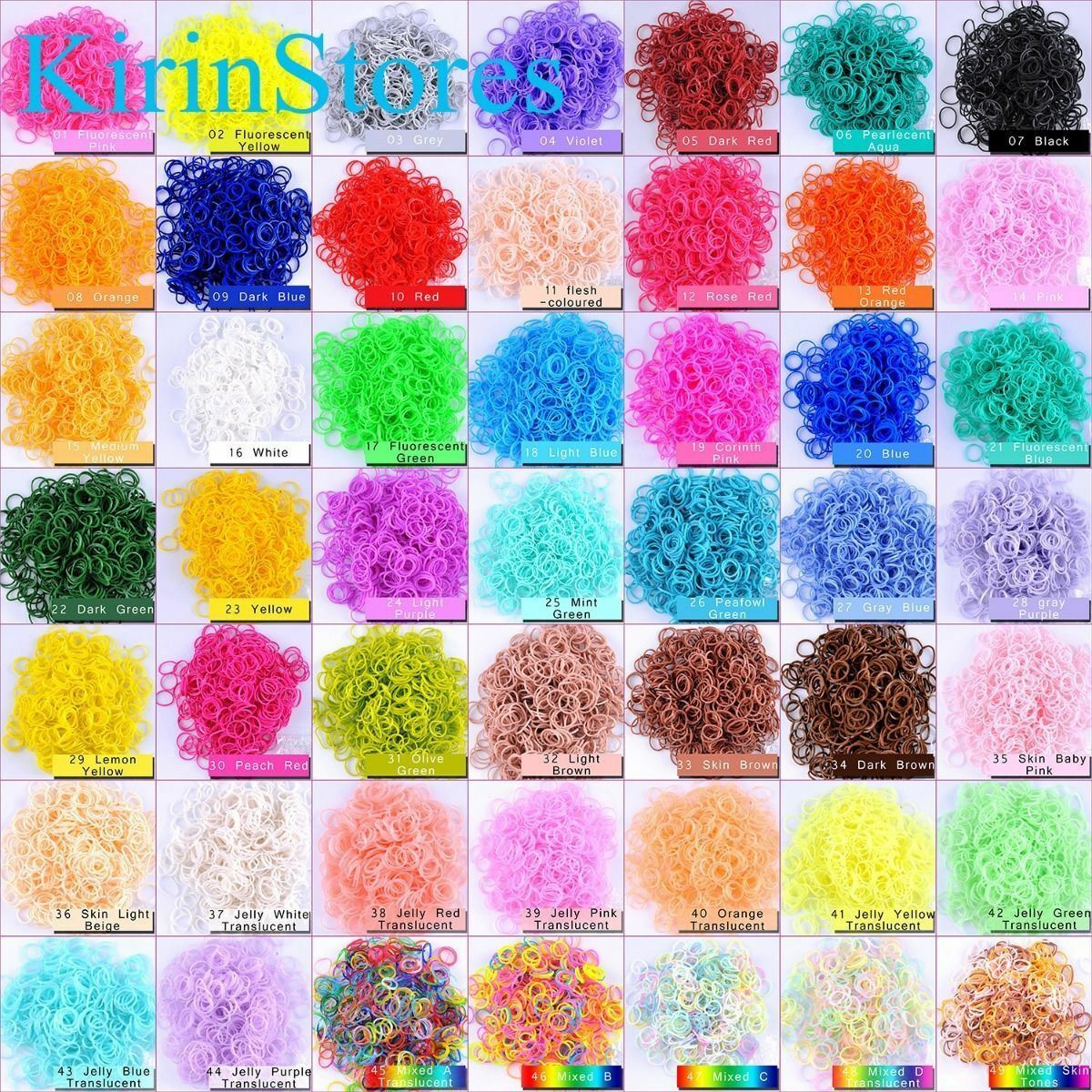 Rubber Bands 600 Pcs 24 Clip Refill Bands For Loom Bracelet Rainbow Colour