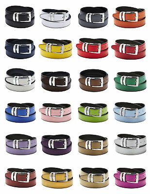 Men's Belt Reversible Bonded Leather Belts Silver-tone Buckle Over 20 Colors
