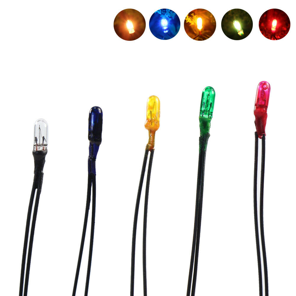 100pcs Pre-wired 3mm 12v Grain Of Wheat Bulbs Red Yellow Blue Green White Mixed