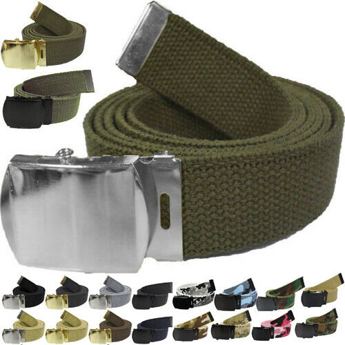 Military Web Belt Cotton Canvas Adjustable Camo Army Tactical Skater Webbed