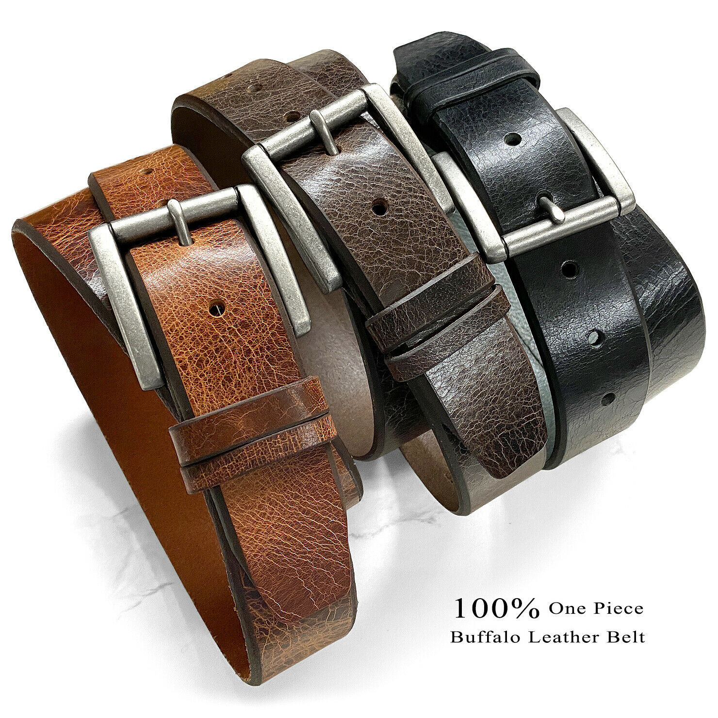 Western Casual Jean Vintage 100% Genuine Leather Belt, 1-1/2" Wide
