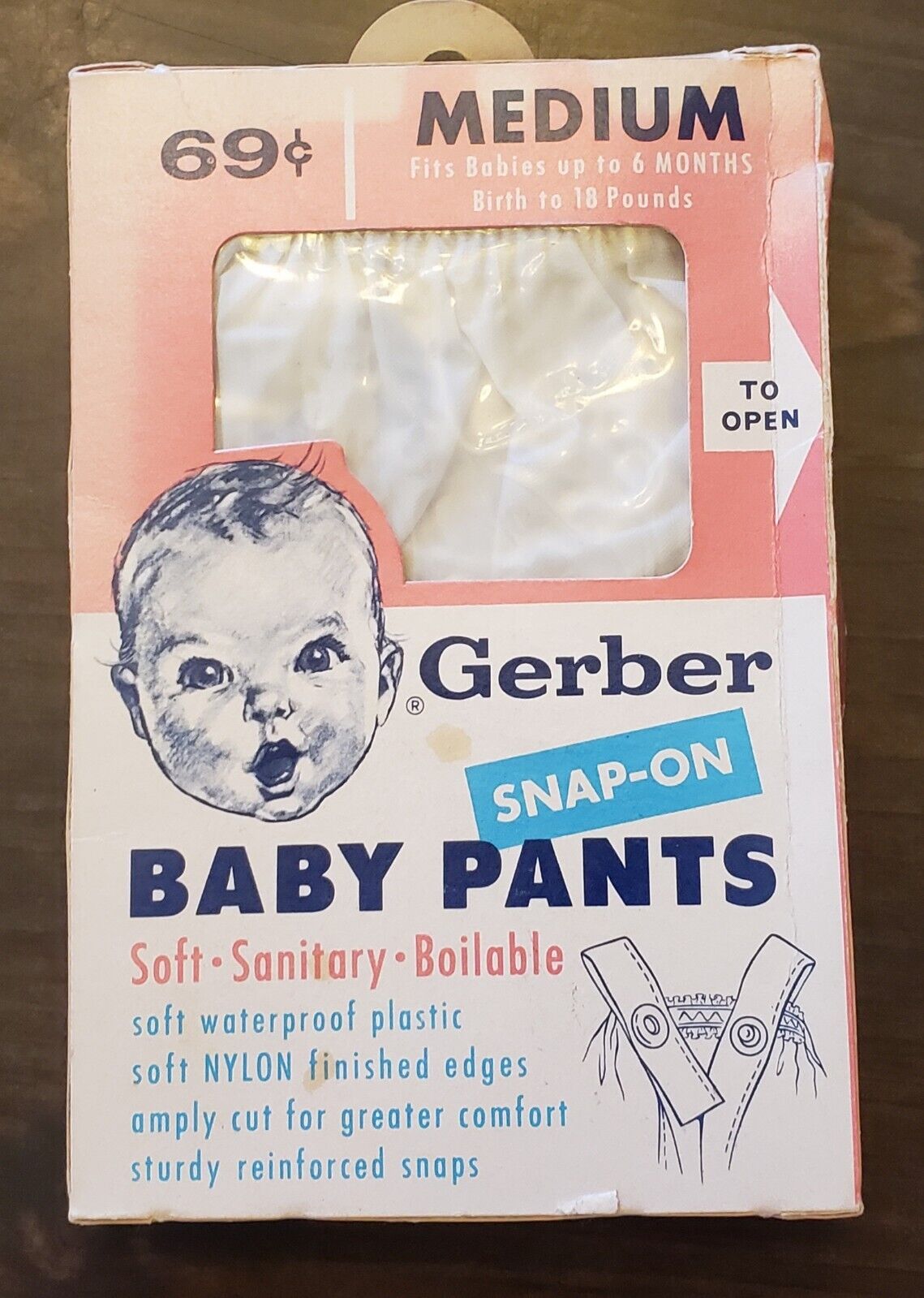 Vintage Gerber Vinyl Pants Pull On Baby Medium New In Box Deadstock