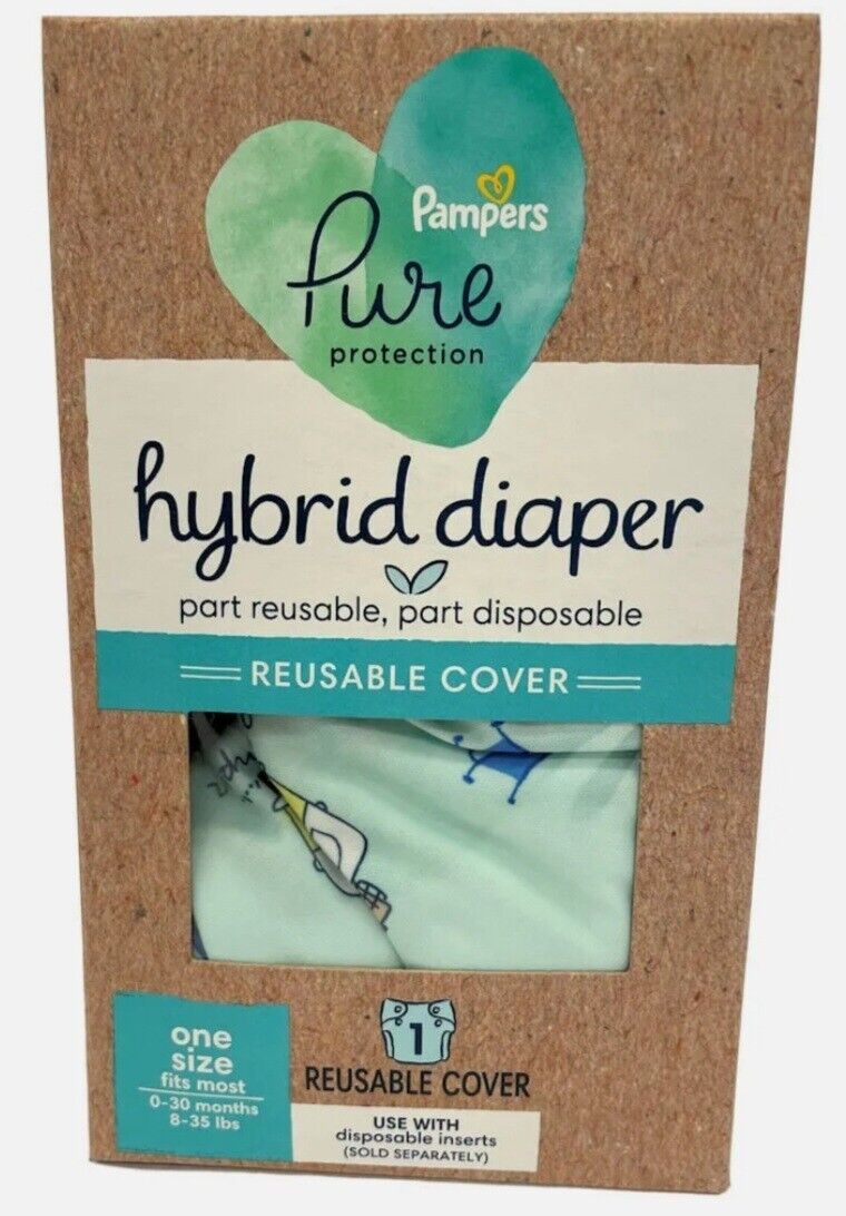 Pampers Pure Hybrid Campers Reusable Cloth Diaper Cover One Sz Fits Most  ~new