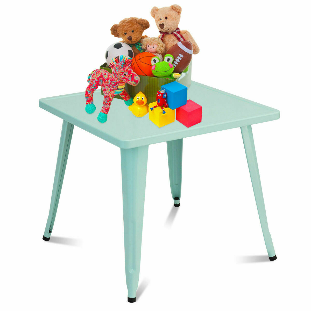 Costway 27" Square Kids Study Playing Table Steel Durable Home Classroom