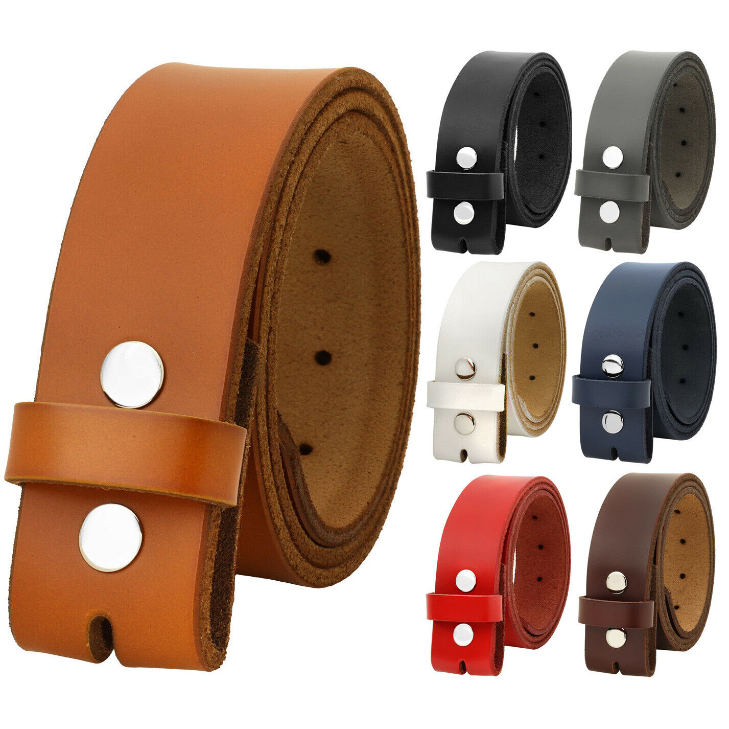 Falari Replacement One Piece Leather Belt Strap Without Buckle Snap On Strap 1.5