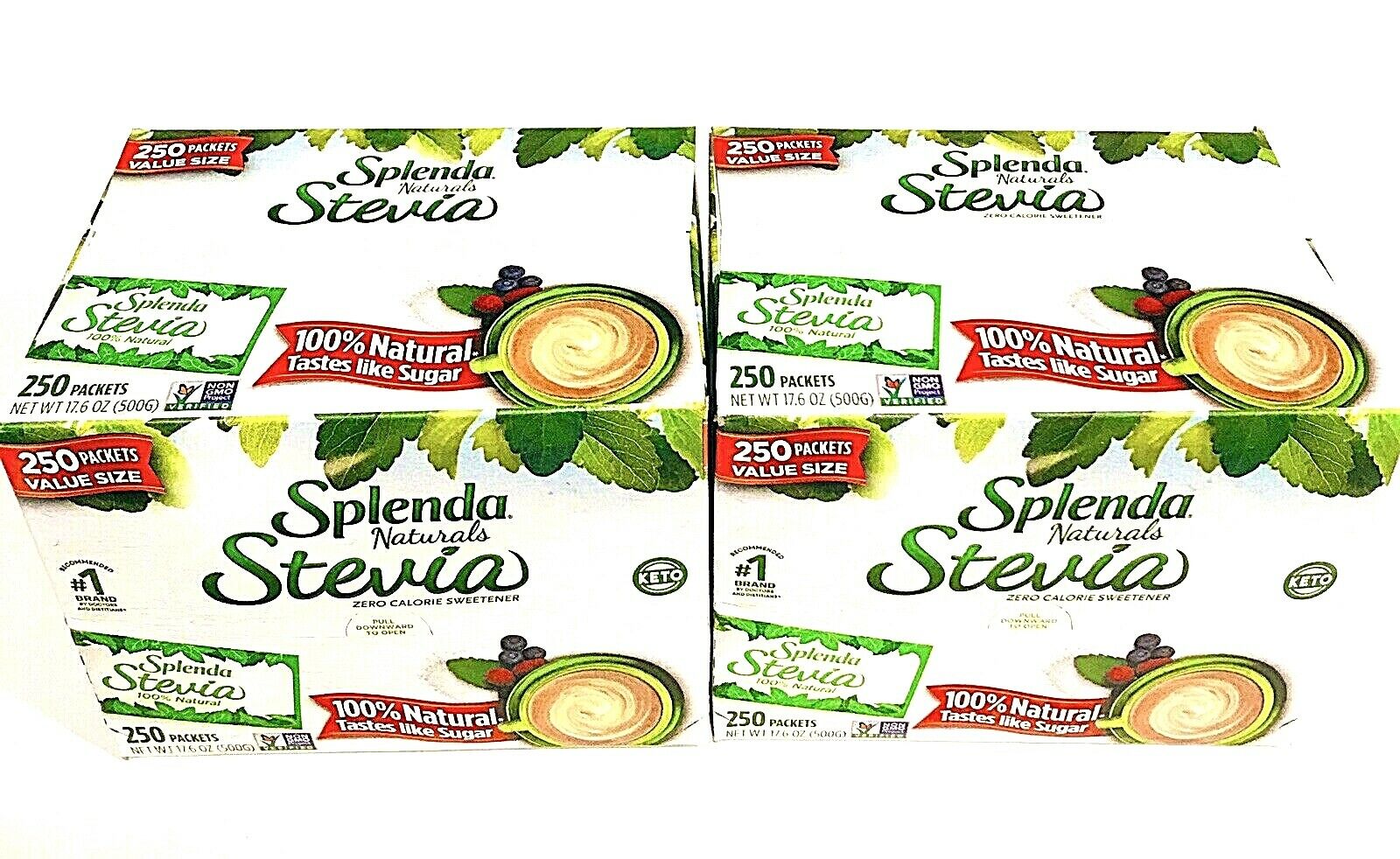 *2 Boxes* Splenda Naturals Stevia Zero Calorie Sweetener = 500 Packets Total