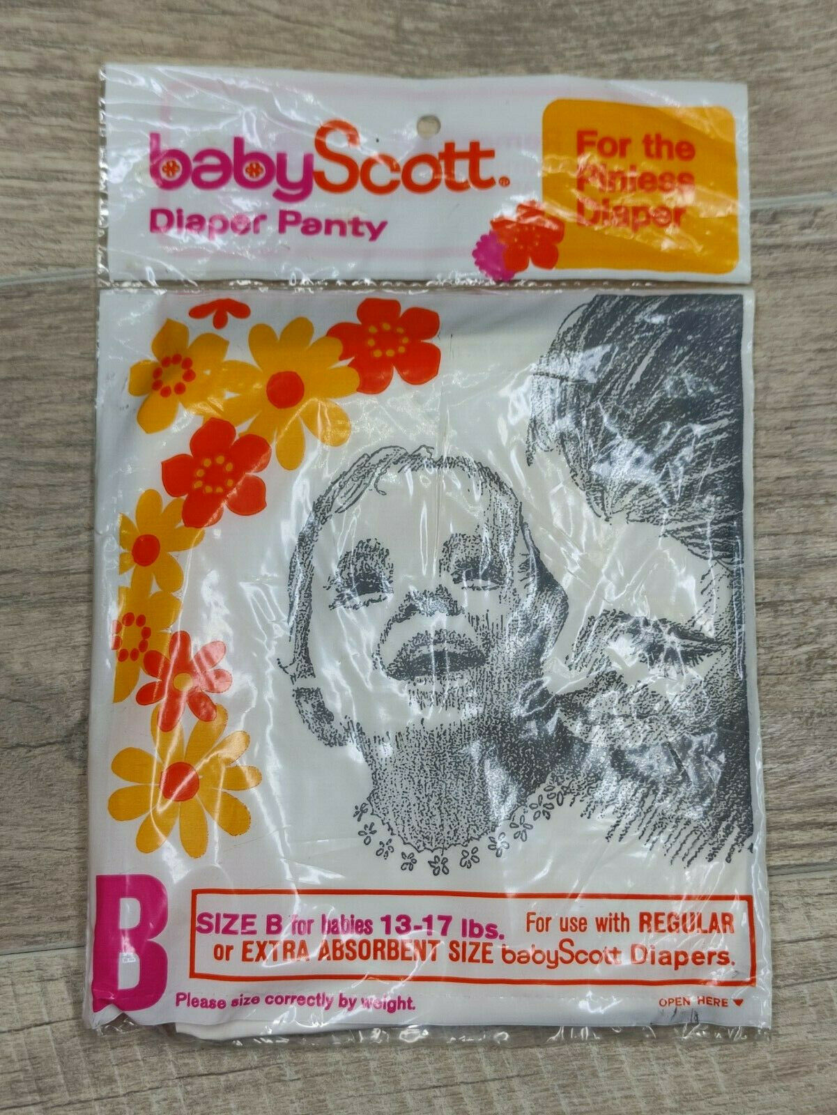 Vintage Baby Scott Diaper Panty Vinyl Pinless Size B 13-17lbs Usa Fast Shipping