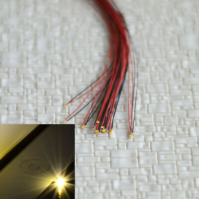 10 X Pre Wired Warm White #0402 Nano Smd Leds Lighting Pre-solder​ed Micro Led