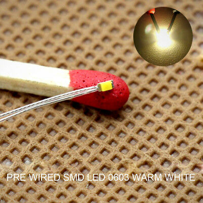 T0603wm 20pcs Pre-soldered Micro Litz Wired Leads Warm White Smd Led 0603 New