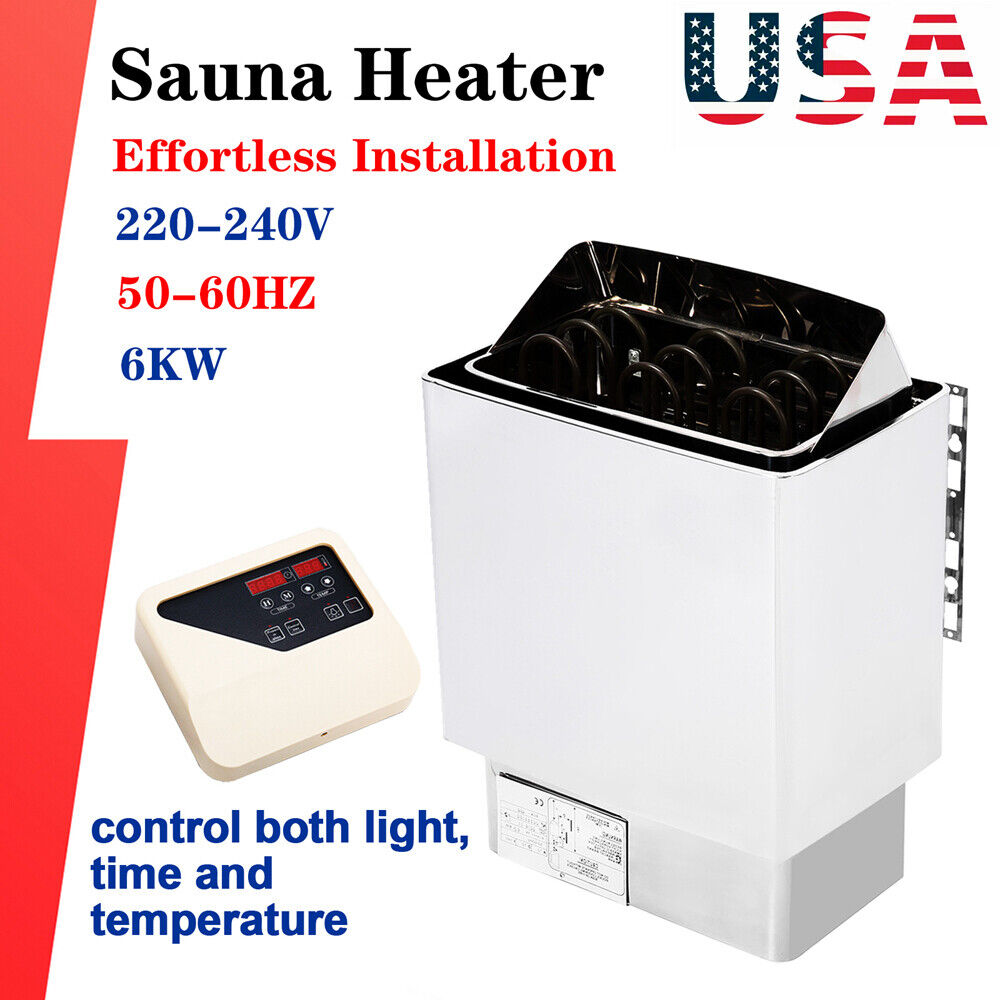 6-9 Kw Sauna Heater Stove, Dry, Stainless Steel, W/ Control, Free Shipping