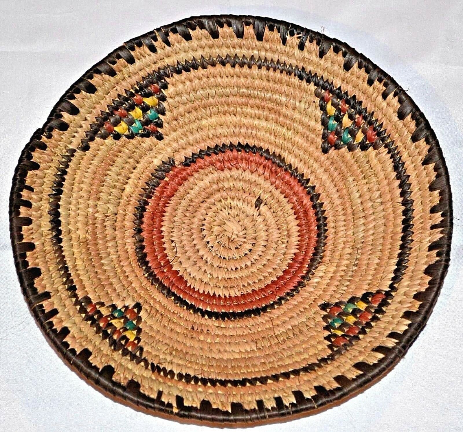 African Hausa Tribal People Woven Coil Traditional Savanna Grass Basket, Nigeria