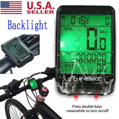 Us Lcd Digital Bicycle Computer Bike Backlight Speedometer Odometer Waterproof