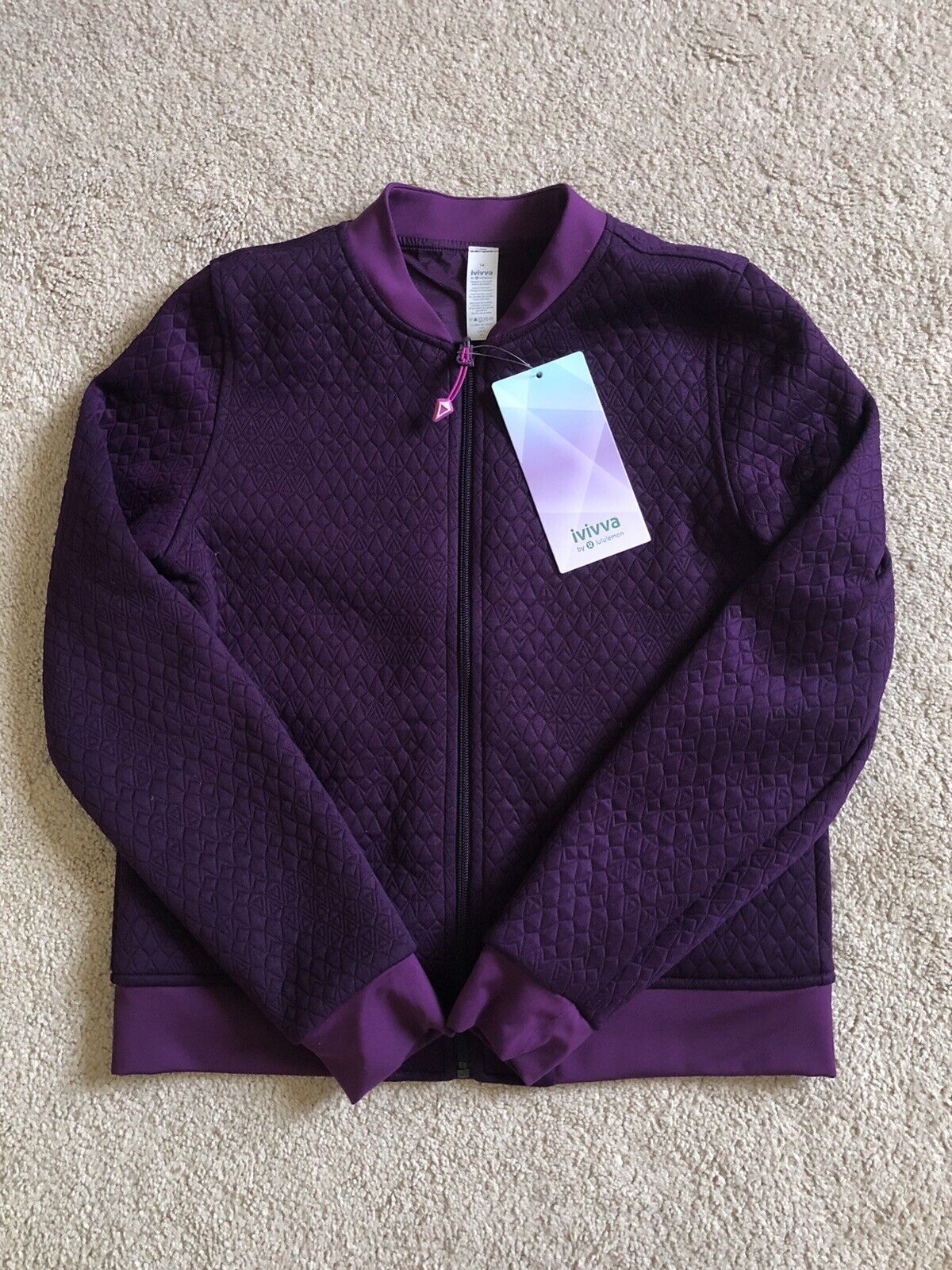 (new) Purple Ivivva Reversible Jacket For Girls - Size 14