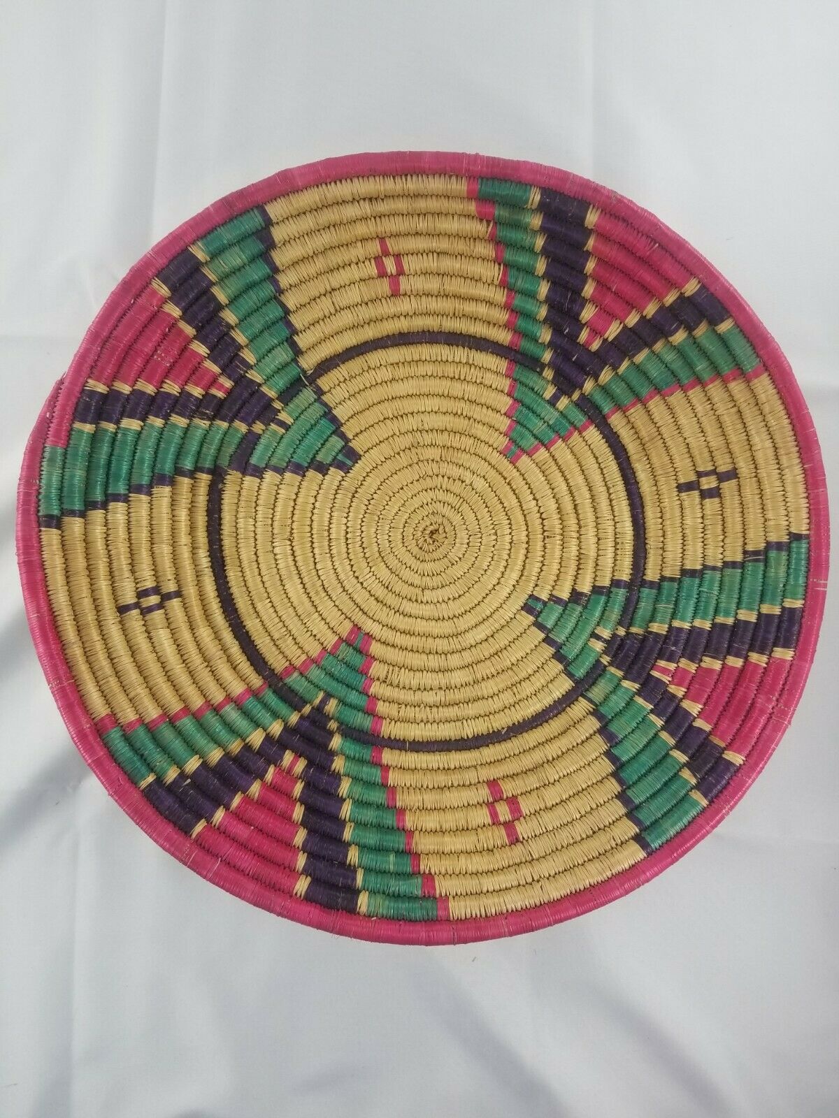 Vintage Woven Multi Colored African Basket
