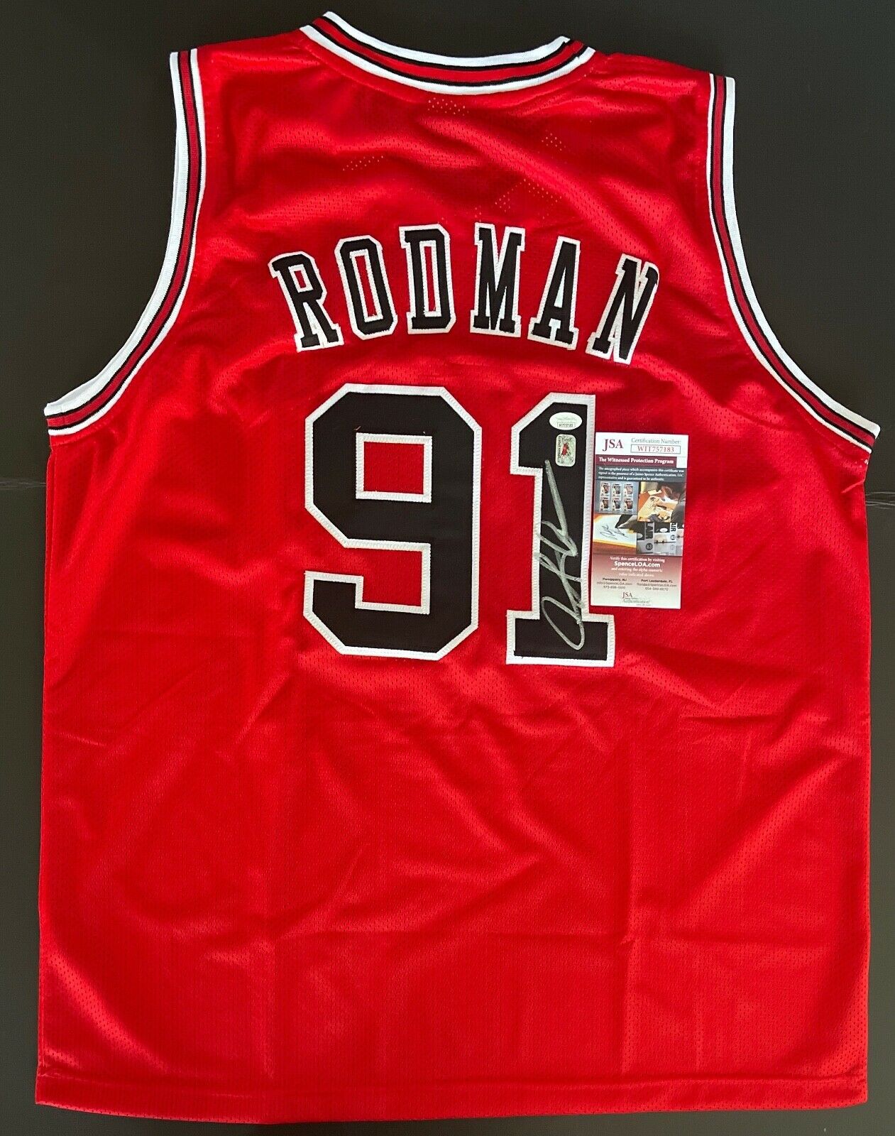 Dennis Rodman Signed Custom Chicago Bulls "the Worm" Jersey Jsa Wit757183