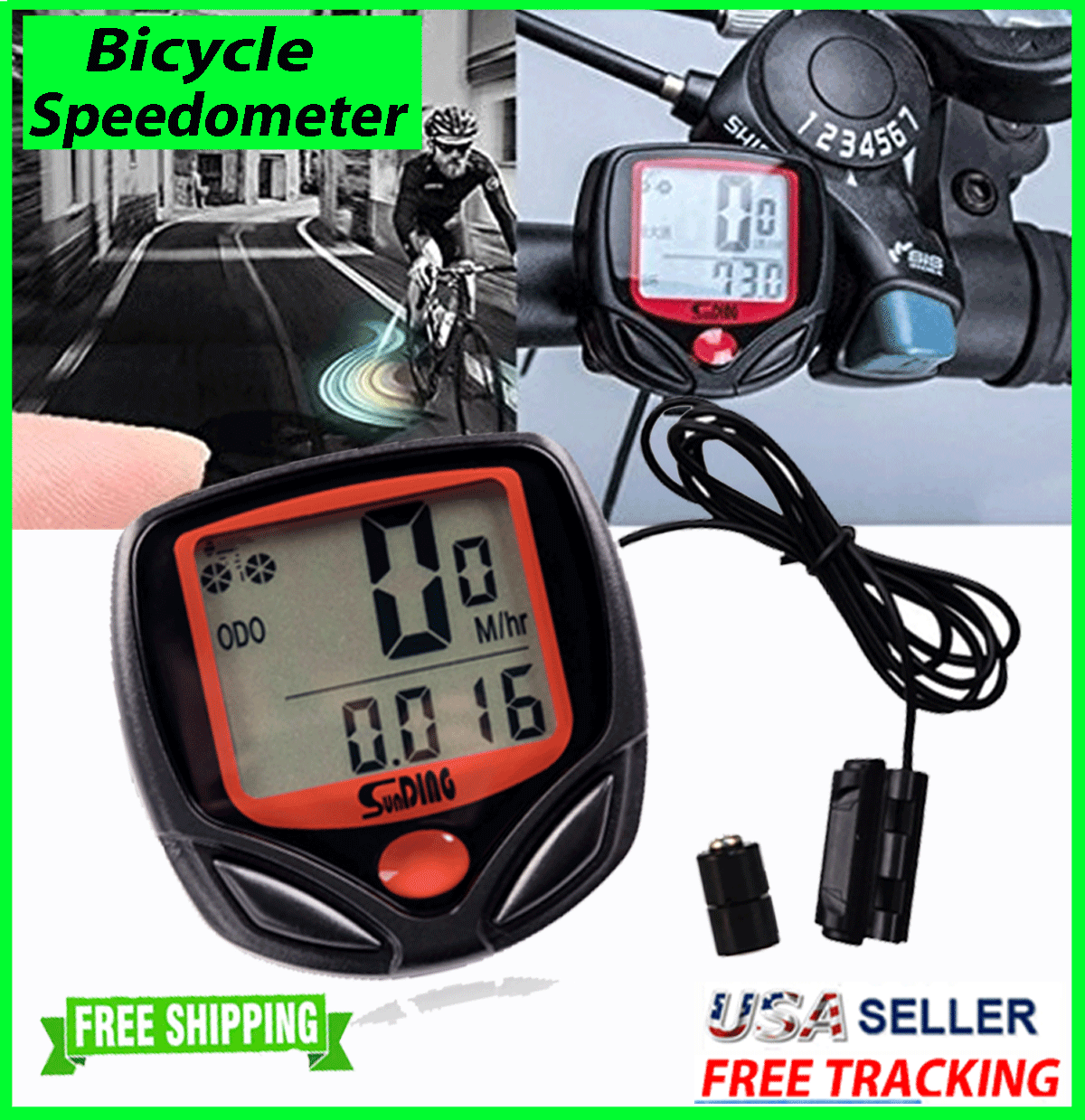 Bike Bicycle Speedometer Cycle Digital Odometer Computer Mph Kmh Waterproof Lcd