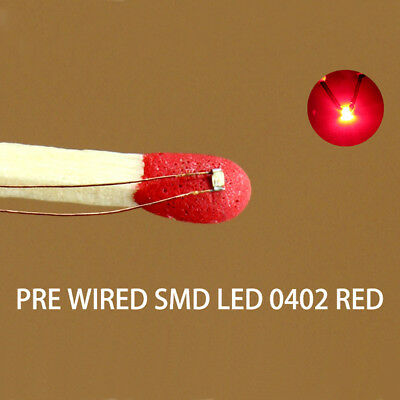 C0402r 20pcs Pre-soldered Red Smd 0402 Led Micro 0.1mm Copper Wired