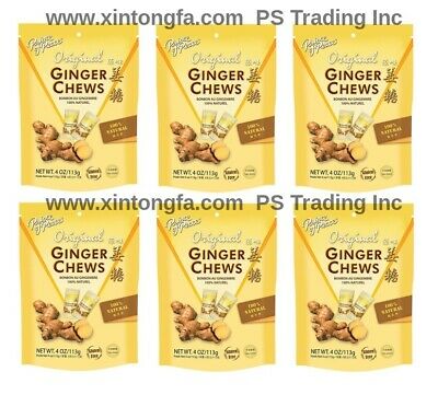 6 X Prince Of Peace 100% Natural Ginger Candy Chews 4 Oz Each (6 Bags)