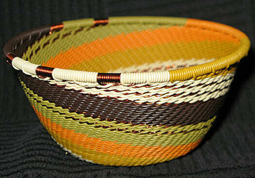 Great Plains Handmade African Zulu Telephone Wire Basket/bowl Sm