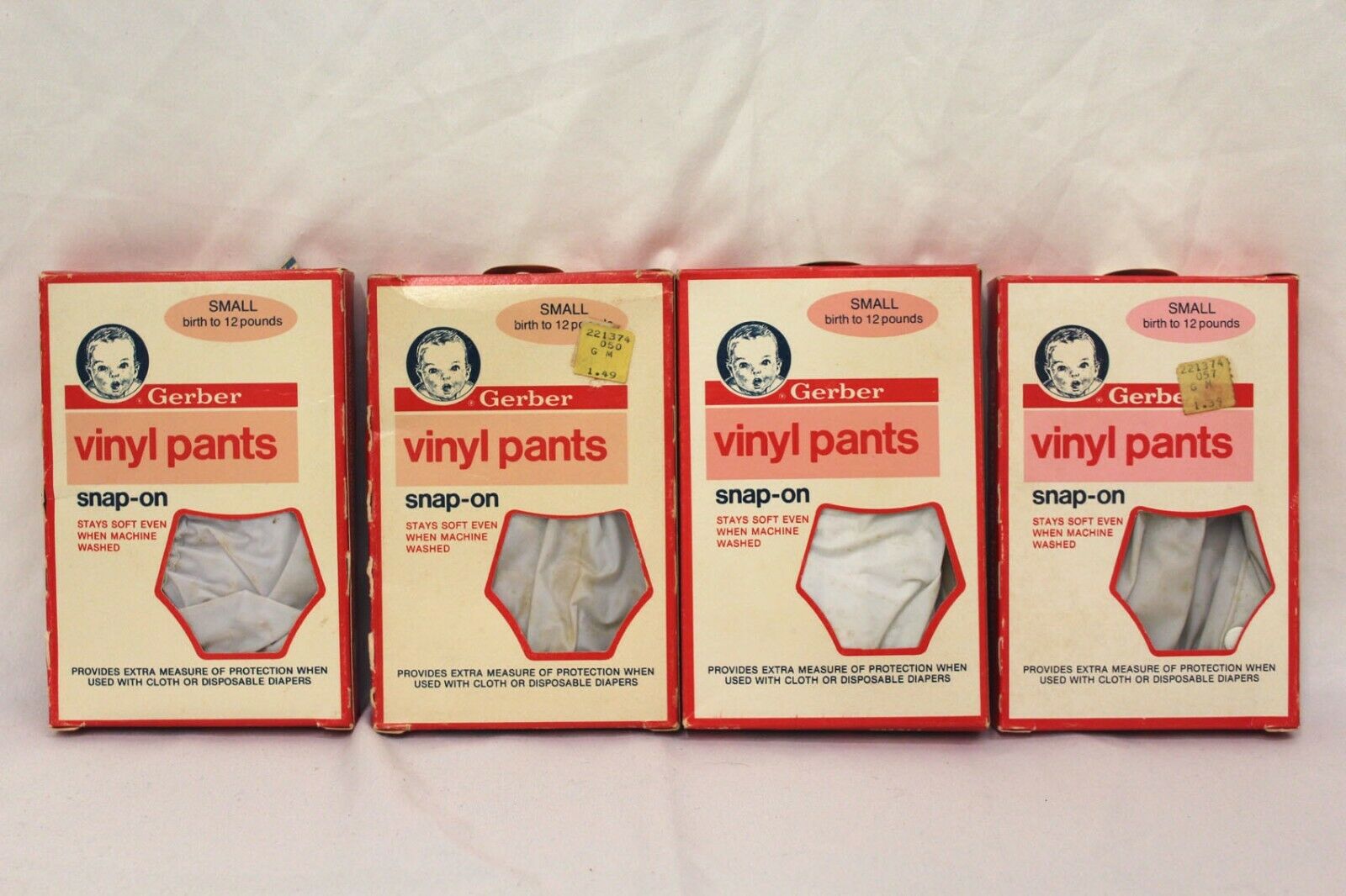 4 Boxes Vtg Gerber Vinyl Pants Size Small Snap On  Birth To 12 Lbs Pull-ups 2