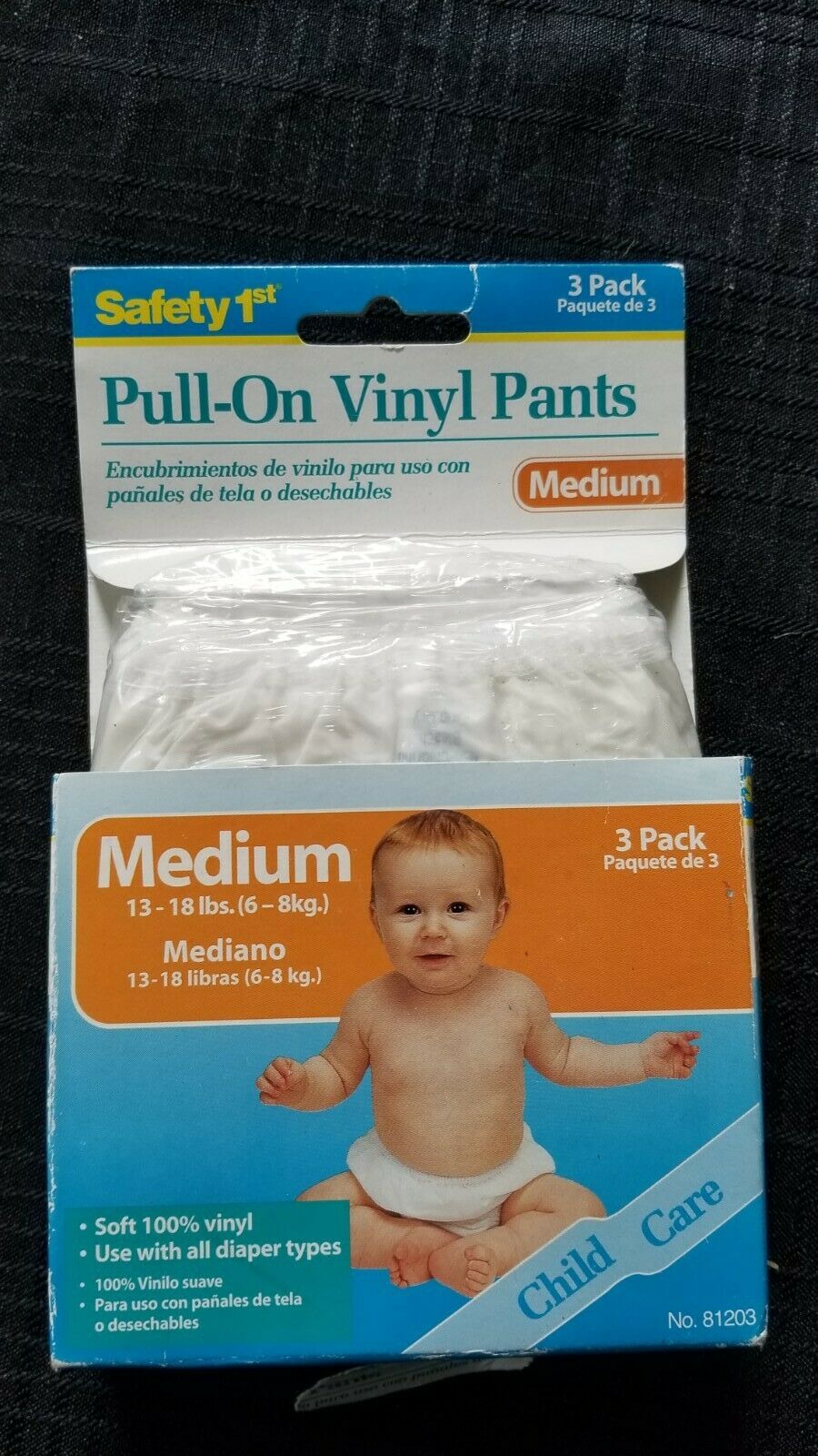 Vintage Safety First Vinyl Waterproof Baby Pants Diaper Cover Size Medium