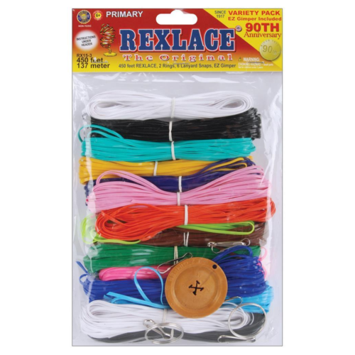 Rexlace Plastic Craft Lace Lanyard Cord Primary Colors Kit 450 Feet Rx-153