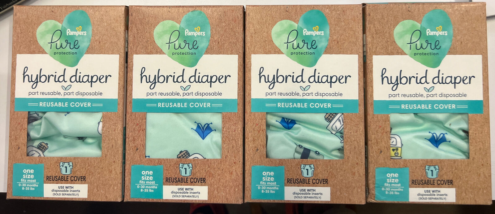 Baby Pampers Pure Hybrid Reusable Cloth Diaper Cover Lot Of 4 One Sz Fits Most